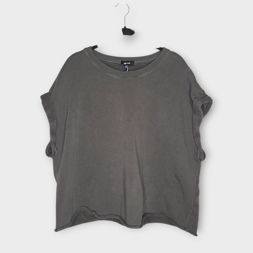 ME+EM Washed Box Sweatshirt Cotton Olive Green Women's 14